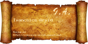 Ivancsics Arvid névjegykártya
